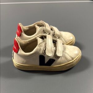 Veja Kids Cream and Red Sneakers
